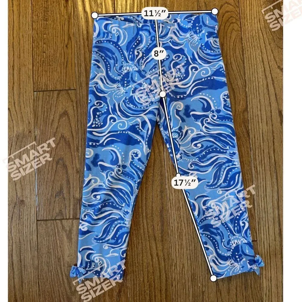 Lilly Pulitzer girls leggings south ocean print blue size large 8/10
